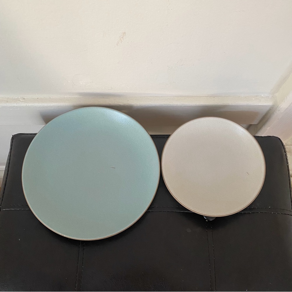$78 New Heath Ceramics Aqua Brown Coupe Salad Plate, Sand Bread & Butter Plate